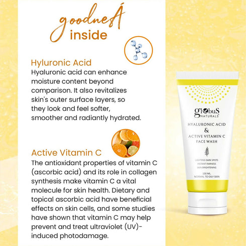 Globus Naturals Anti-Ageing Face Wash with Hyaluronic Acid and Vitamin C