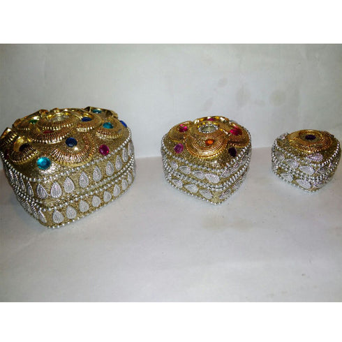 Metal Haldi Kumkum Boxes Set Of 3