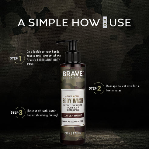 Brave Essentials Exfoliating Body Wash 200ml