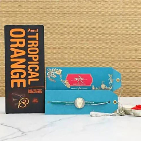 Black Panther Rakhi & Amul Tropical Orange Chocolate