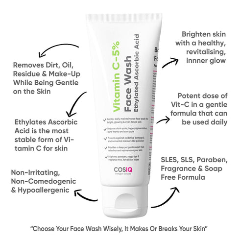 Cosiq Vitamin C-5% Brightening and Glow Face Wash 100 ml
