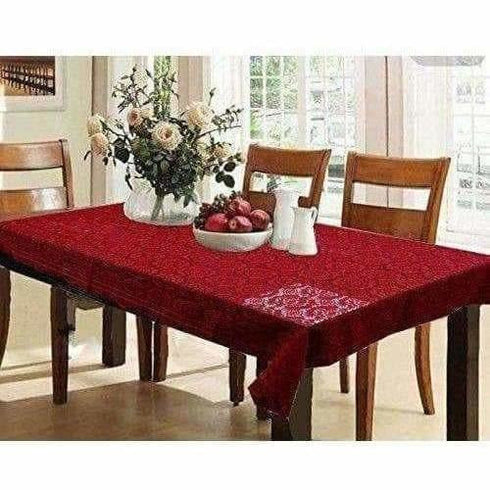 Cotton Dining Table Cover 6 Seater - Maroon