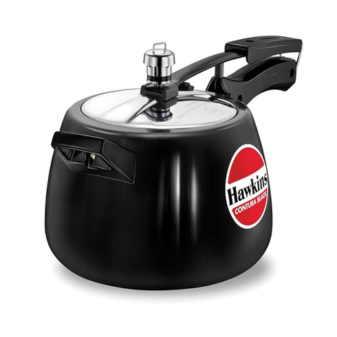 Hawkins Contura Hard Anodised Aluminium Inner Lid Pressure Cooker Black