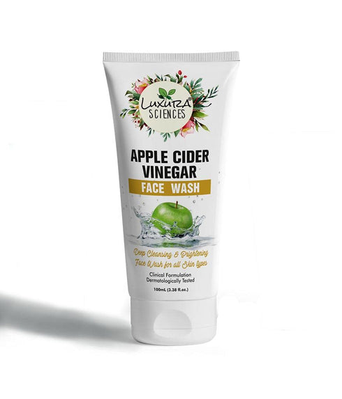 Luxura Sciences Apple Cider Vinegar Face Wash 100Ml For Skin Brightening, Refining, hydration with Natural Extracts. No SLS & Parabens.