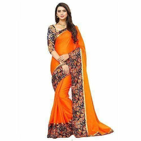 Orange Color - Georgette Saree With Blouse Piece