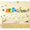 Happy Cute Elephant Monkey Cartoon Animals Wall Sticker