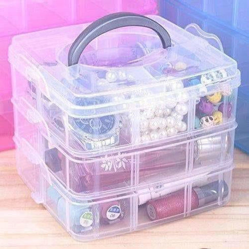 3 layers detachable storage box Transparent Plastic Storage Box Jewelry Organizer Holder