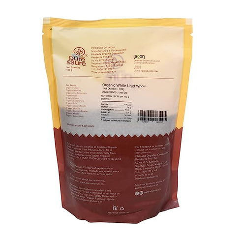 Pure & Sure White Urad Dal Whole Organic Pulses