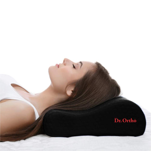 Dr Ortho Orthopaedic Cervical Memory Foam Pillow, Universal Size, Black 500gms