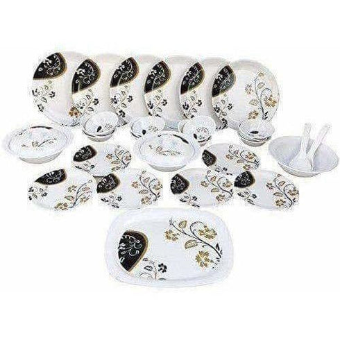 Dinner Set of 32 Pieces with Brownish Prints