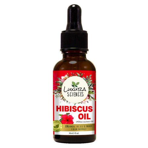 Luxura Sciences Organic HIBISCUS OIL(Hibiscus Sabdariffa) JAPANESE 100 Pure Natural VIRGIN UNREFINED COLD PRESSED Anti Aging, Vitamin E oil for FACE, SKIN, HAIR GROWTH 1 Fl.oz.- 30 ml