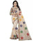 Off - White Chanderi Cotton Embroidered Saree with Blouse Piece