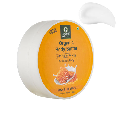 Organic Harvest Organic Body Butter Cream With Honey & Milk For Face And Body