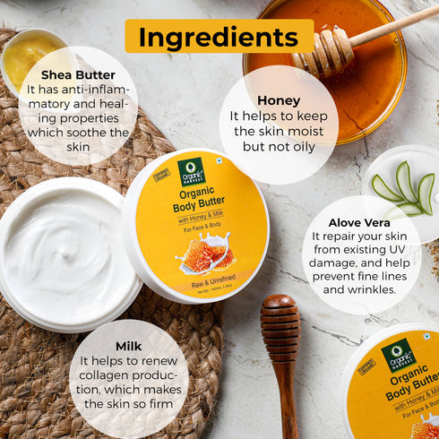 Organic Harvest Organic Body Butter Cream With Honey & Milk For Face And Body