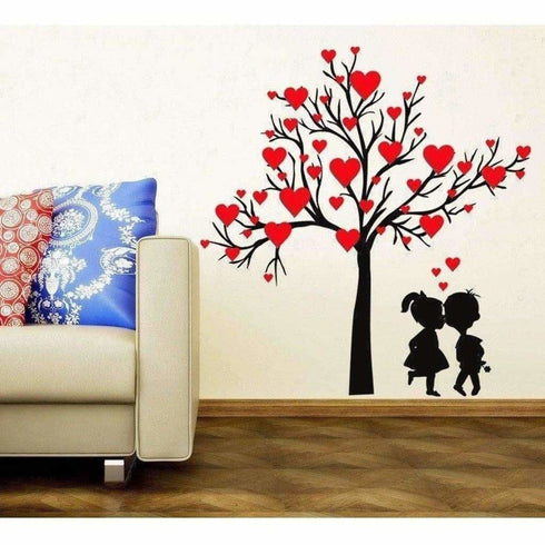 Aquire Large Love Symbolled Plant with Couples Vinyl Sticker (Pack of 1)
