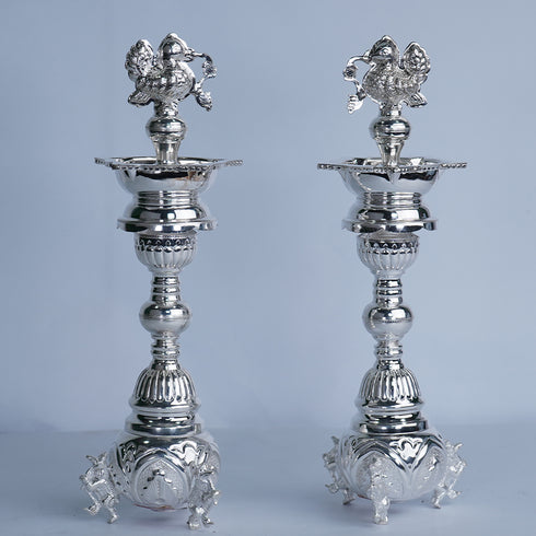 Pure Silver Peacock Design Deepam Stand 557.5g