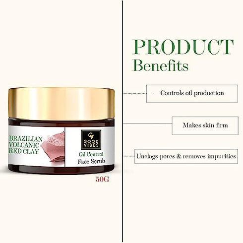 Good Vibes Brazilian Volcanic Red Clay Oil Control Face Scrub 50g