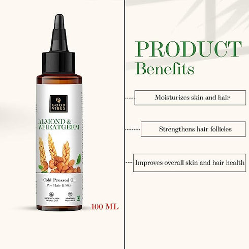 Good Vibes Almond And Wheatgerm Cold Pressed Oil For Hair & Skin 100ml