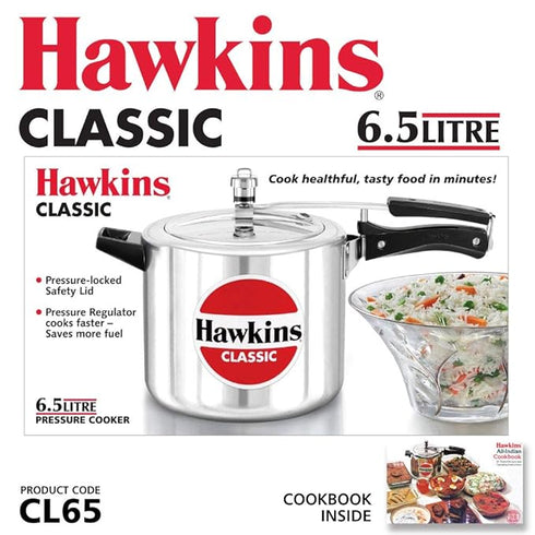 Hawkins Classic Pressure Cooker 6.5 Litre - Silver (CL65)