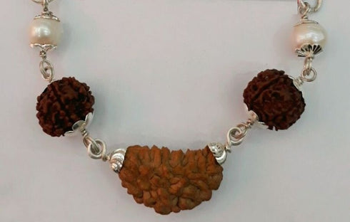 Rudraksh kawach in silver with pearl