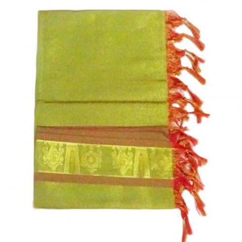 Namo Border Zari Shawl Green