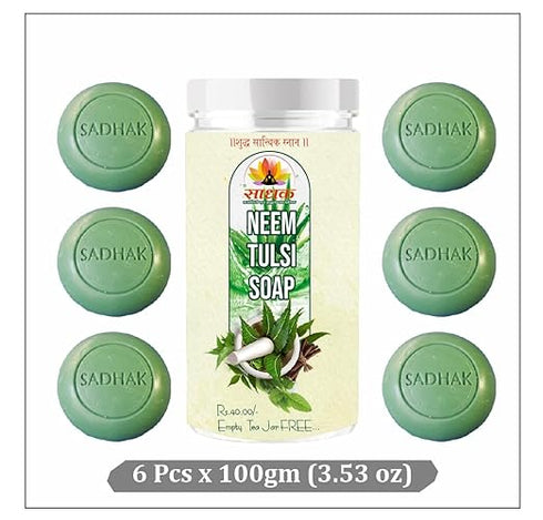 Sadhak Neem Tulsi and Aloevera Soap Bar For Cleanses & Purifies Skin 100g