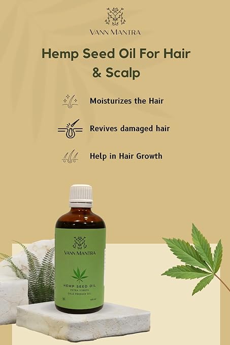 Vann Mantra Hemp Seed Oil Cold Pressed Organic Hemp Oil For Hair & Skin Care 100 ml