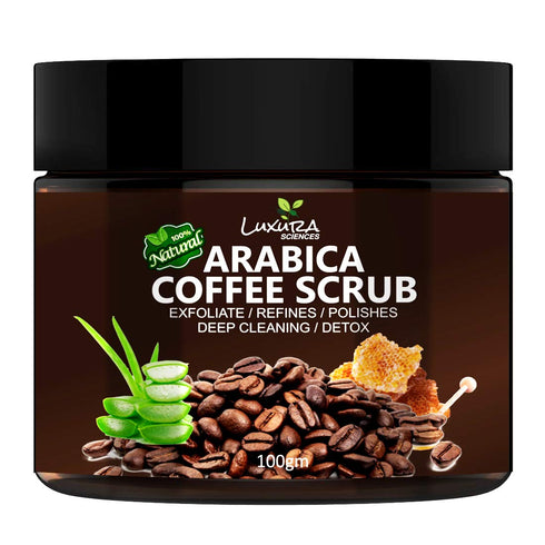 Luxura Sciences Natural Arabica Coffee Scrub For Face 100 Gms,Skin DETOX, EXFOLIATES POLISHES & REFINES.