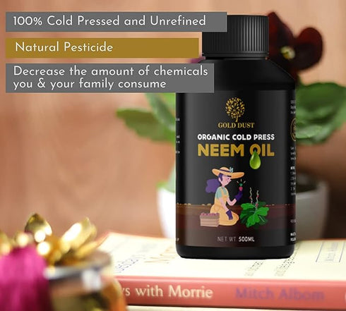 GOLD DUST Neem Oil for Plants Organic Pesticide Cold Pressed Neem Seed Kernel Extract Oil 500 ml