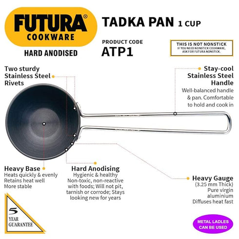 Hawkins Futura Hard Anodised Tadka Pan 10 cm Diameter 240 ml (ATP1)