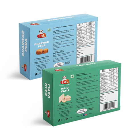 Lal Sweets Kaju Katli and Dharwad Peda