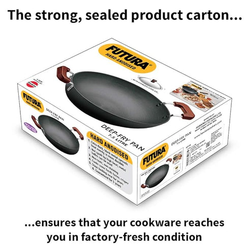 Hawkins Futura Hard Anodised Kadai Deep-Fry Pan with Steel Lid