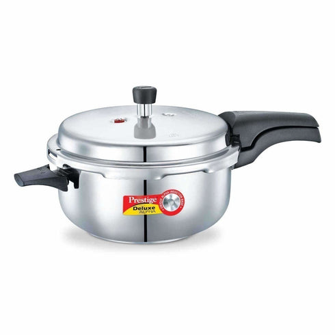 Prestige Deluxe Alpha Stainless Steel Deep Pan Pressure Cooker 5 Litres Silver