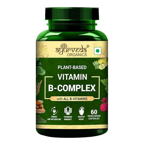 Ayurveda Organics PlantBased Vitamin B Complex for Hair and Metabolism 120 Veg Capsules 250g