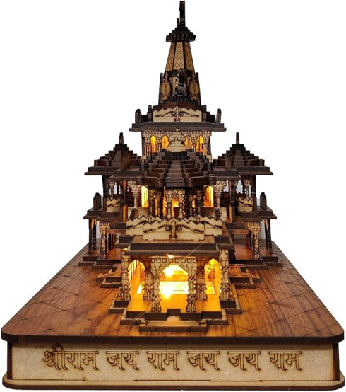 Shri Ram Mandir Ayodhya 3D Decorative Showpiece with Multicolor Lights