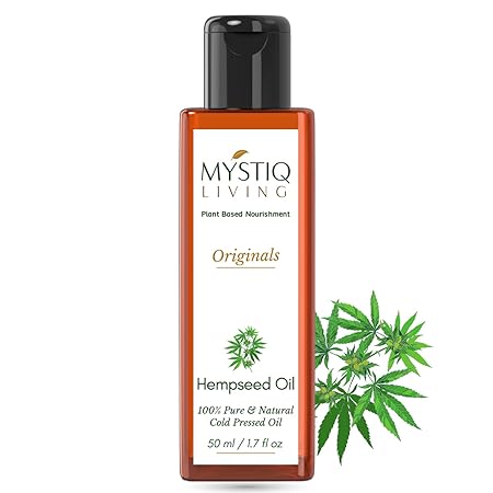 Mystiq Living Cold Pressed Hemp Seed Oil For Face Hair Helps With Wrinkles Fine Lines And Expression Lines 50 ml