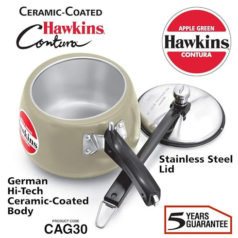 Hawkins Ceramic Coated Contura 3 L Pressure Cooker (CAG30)