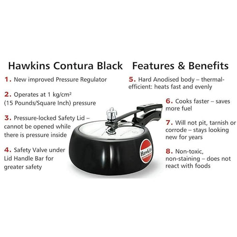 Hawkins Contura Black 3.5 L Pressure Cooker (CB35)