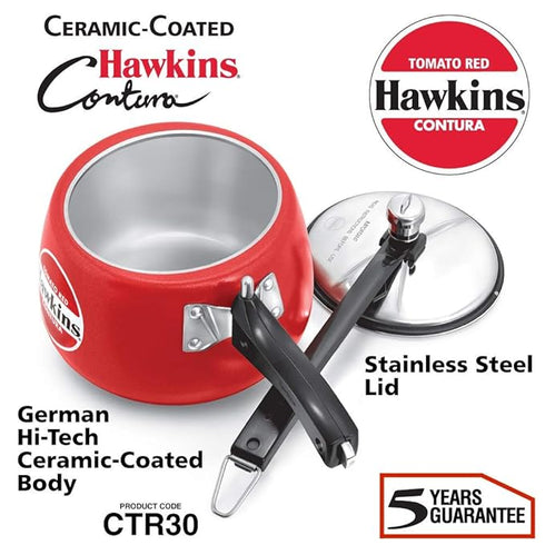 Hawkins Ceramic Coated Contura 3 L Pressure Cooker (CTR30)