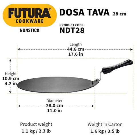 Hawkins Futura Non-stick Dosa Tava 28 cm Diameter (NDT28)