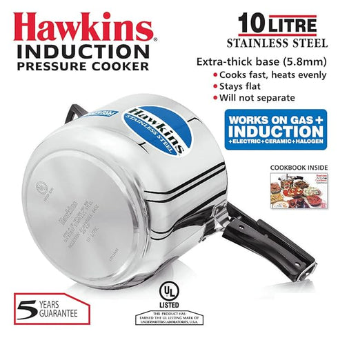 Hawkins Stainless Steel 10 L Induction Bottom Pressure Cooker
