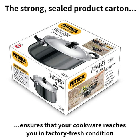 Hawkins Futura Hard Anodised Cook-n-Serve Stewpot 5 L with Lid (AST50)