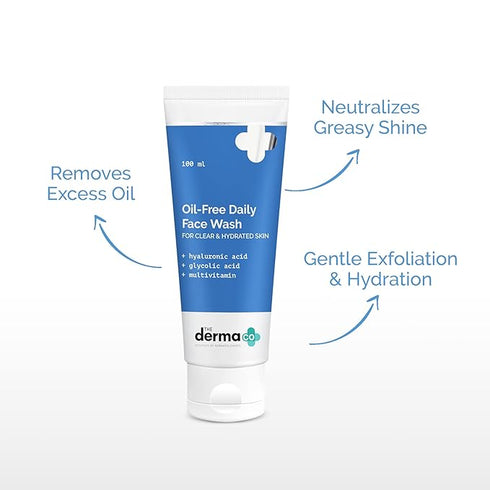 The Derma co OilFree Daily Face Wash With Hyaluronic Acid, Glycolic Acid & Multivitamins for Clear & Hydrated Skin