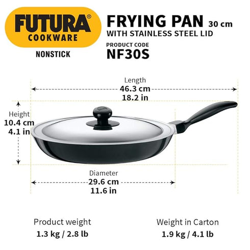 Hawkins Futura Non-stick Frying Pan 30 cm Diameter with Lid 1 L (NF30S)