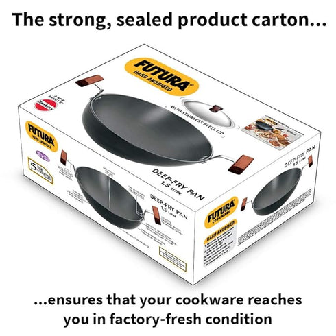 Hawkins Futura Hard Anodised Kadhai 22 cm Diameter with Lid 1.5 L (AK15S)