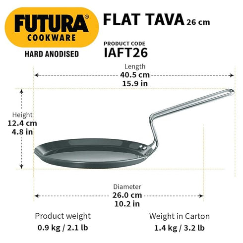 Hawkins Futura Hard Anodised Flat Tava 26 cm Diameter (AFT26)