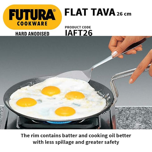 Hawkins Futura Hard Anodised Flat Tava 26 cm Diameter (AFT26)