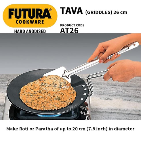 Hawkins Futura Hard Anodised Tava Griddles 26 cm Diameter (AT26)