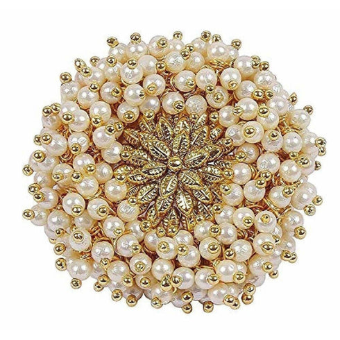 Gold Plated Pearl Beads Polki Ring