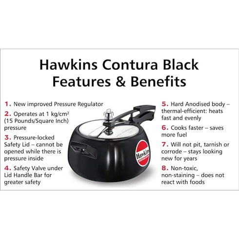Hawkins Contura Black 5 L Pressure Cooker (CB50)